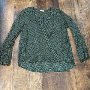Max Studio Green Geometric Blouse